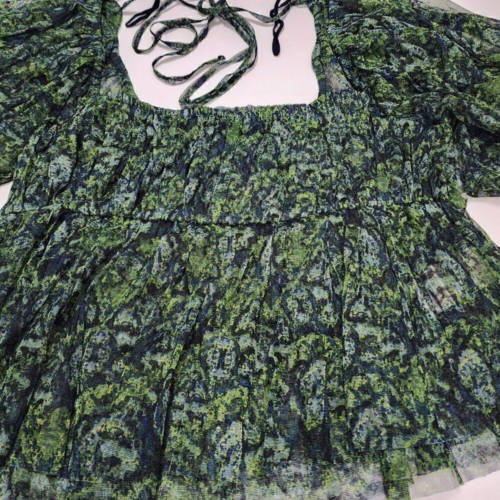 NWT - Free People Women's - XL - Penelope Top Deep Sea Combo Green - Picture 11 of 12